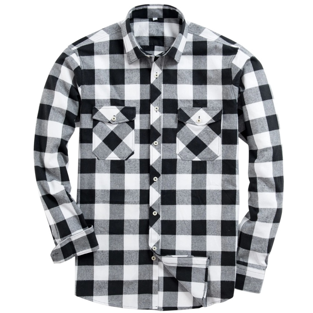 Alimens & Gentle Men’s Black & White Button Up Flannel Size 2X NEW